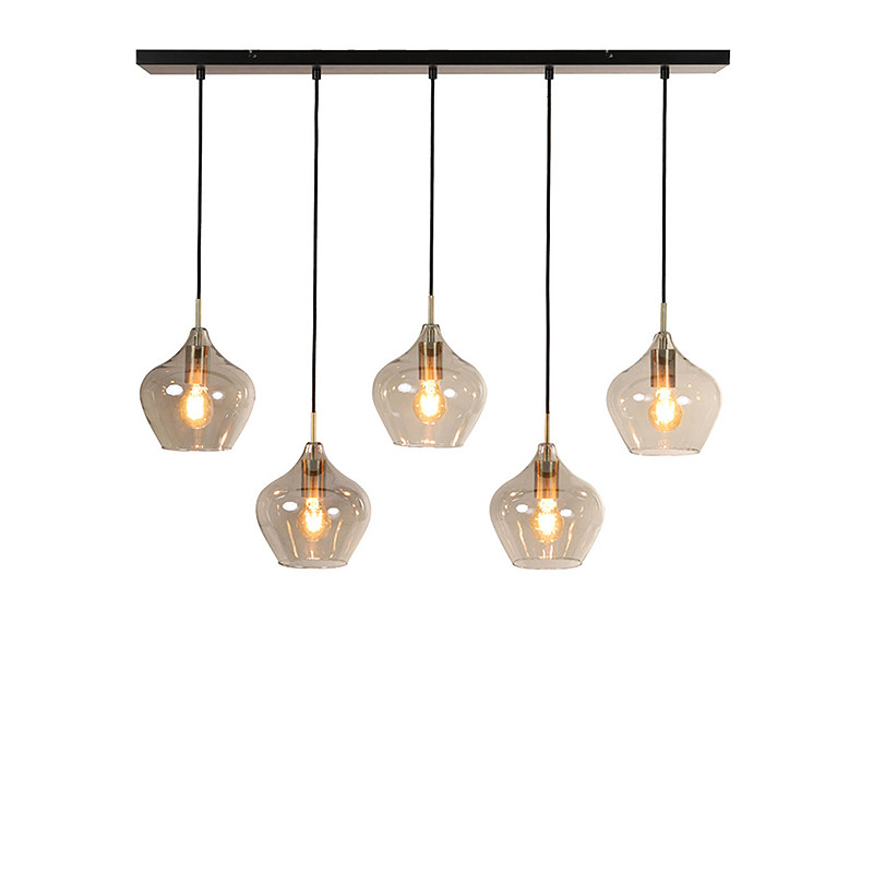 Suspension 5 ampoules RAKEL, bronze antique ou noir