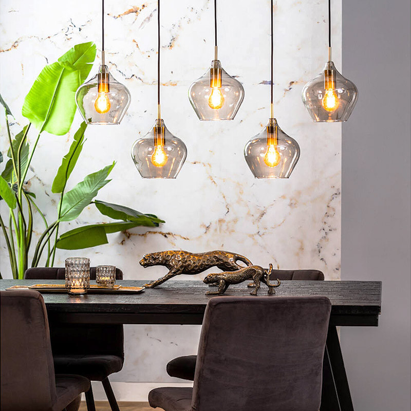 Suspension 5 ampoules RAKEL, bronze antique ou noir