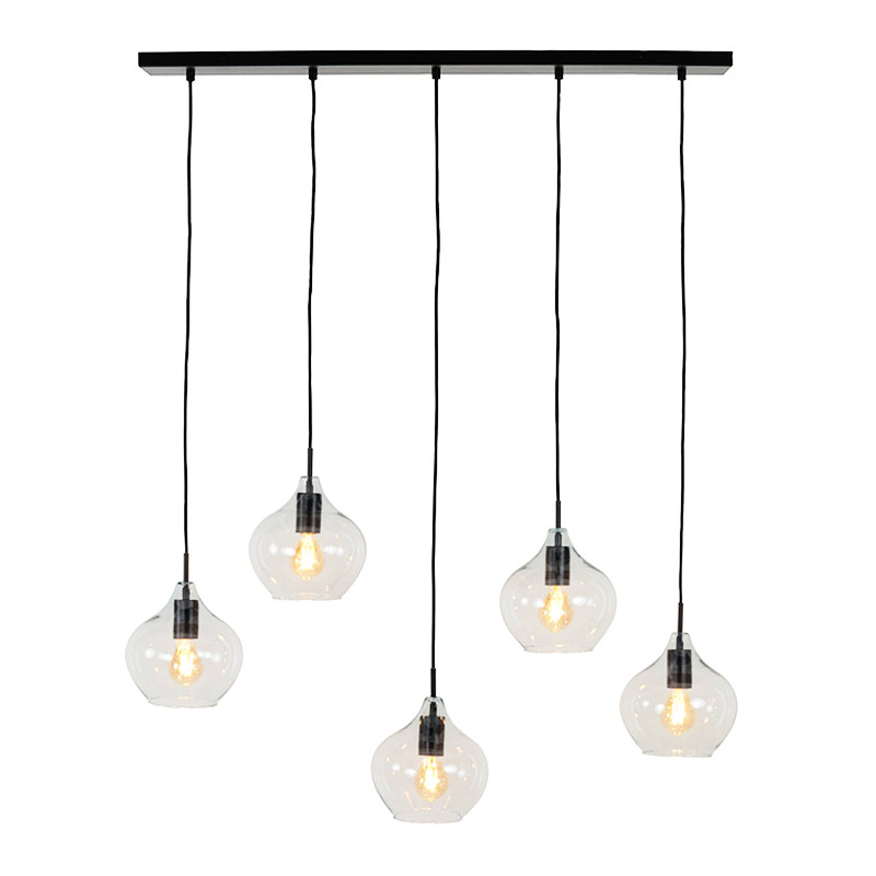Suspension 5 ampoules RAKEL, bronze antique ou noir