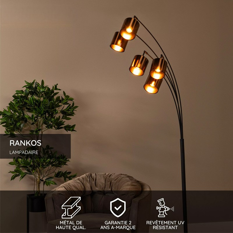Lampadaire 5 branches RANKOS NOIR