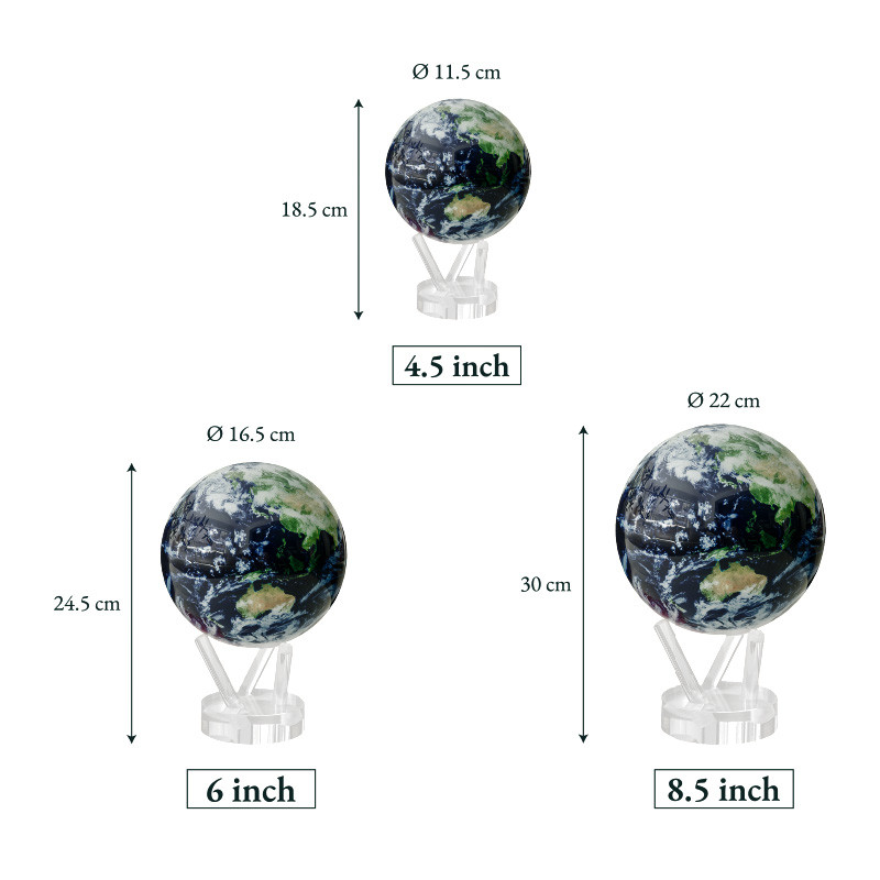 Globe qui tourne tout seul CASSINI ANTIQUE BLANC, 3 tailles Mova Globes