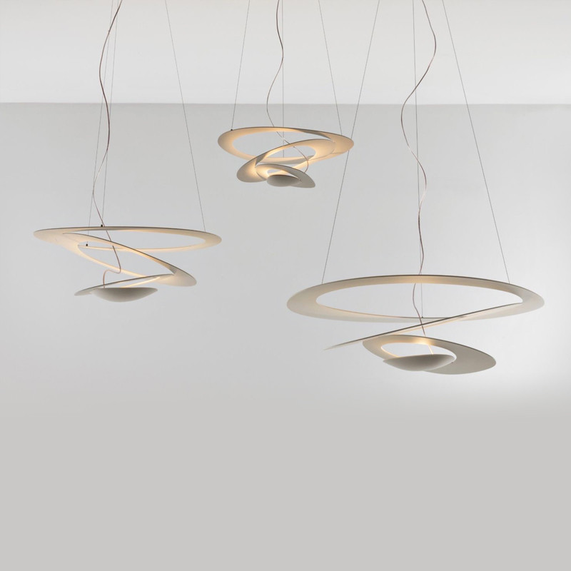 Suspension design salle à manger PIRCE LED 3000K, blanc ou or, 3 tailles Artemide