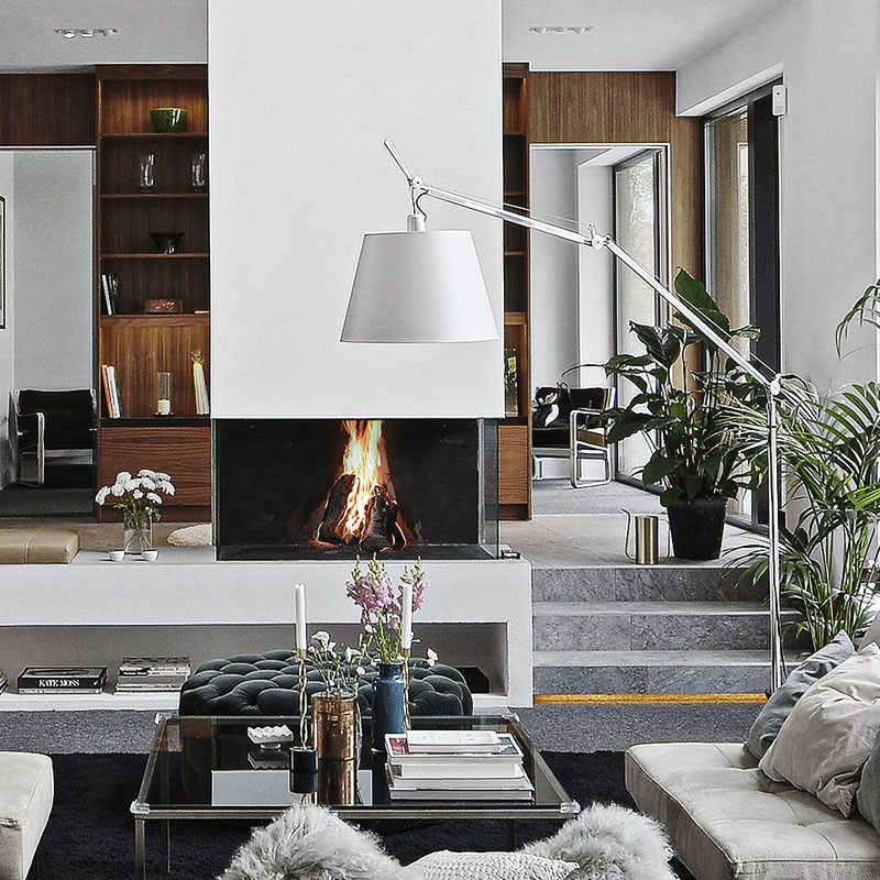 Lampadaire design sur pied TOLOMEO MEGA FLOOR noir ou aluminium Artemide