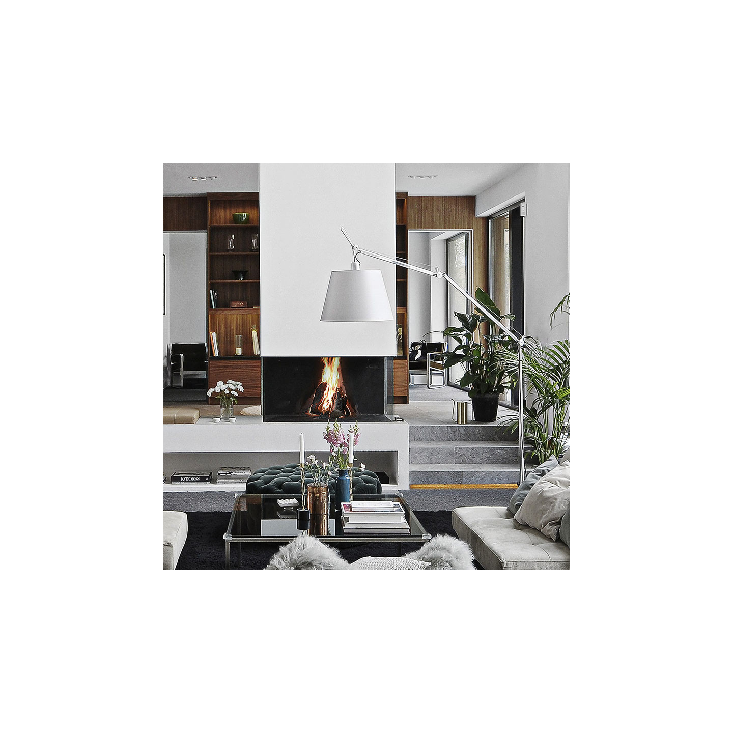 Lampadaire design sur pied TOLOMEO MEGA FLOOR noir ou aluminium Artemide