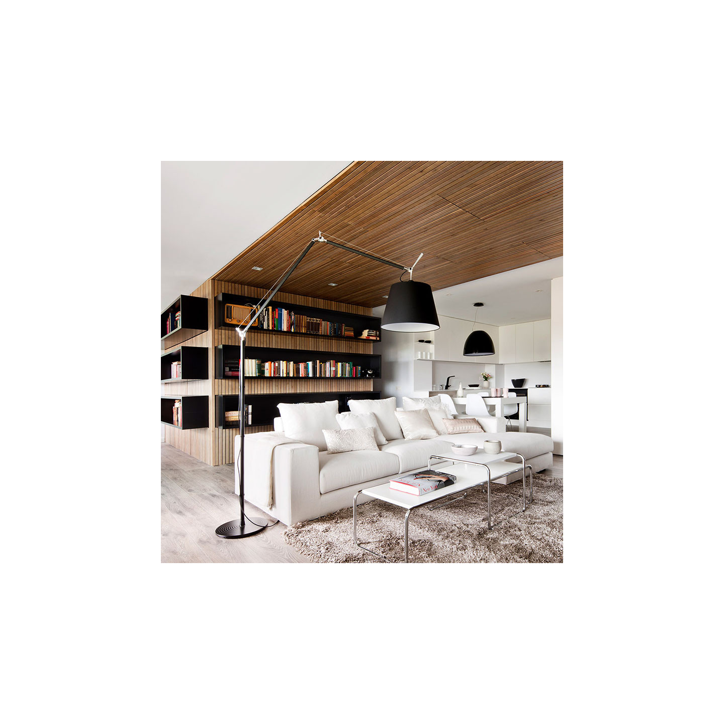 Lampadaire design sur pied TOLOMEO MEGA FLOOR noir ou aluminium Artemide