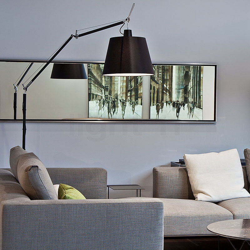 Lampadaire design sur pied TOLOMEO MEGA FLOOR noir ou aluminium Artemide