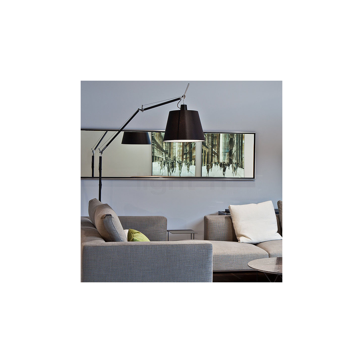 Lampadaire design sur pied TOLOMEO MEGA FLOOR noir ou aluminium Artemide