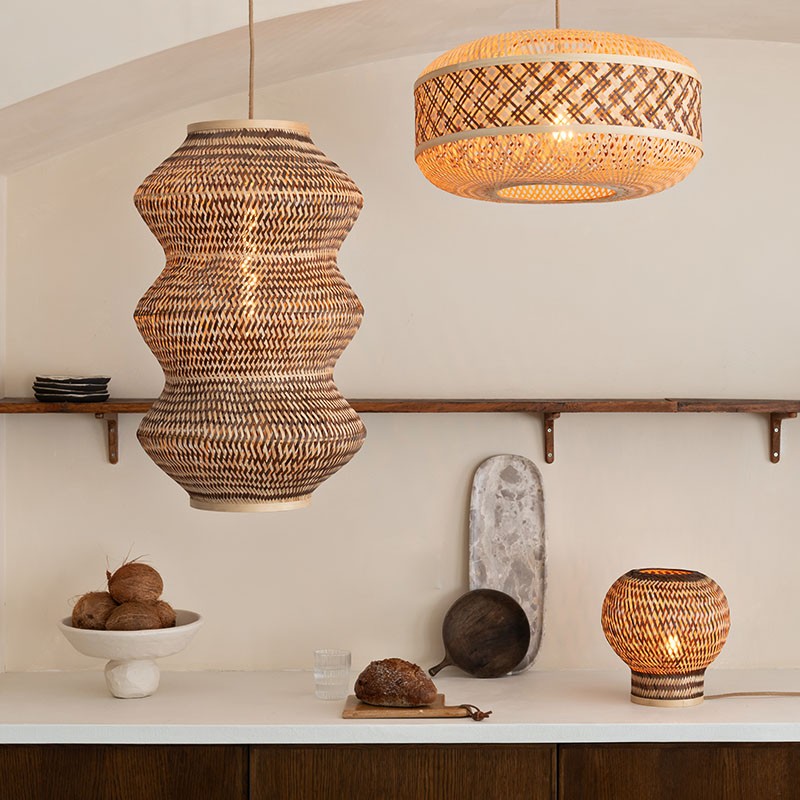 Lampe bambou à poser BARBADOS naturel et brun