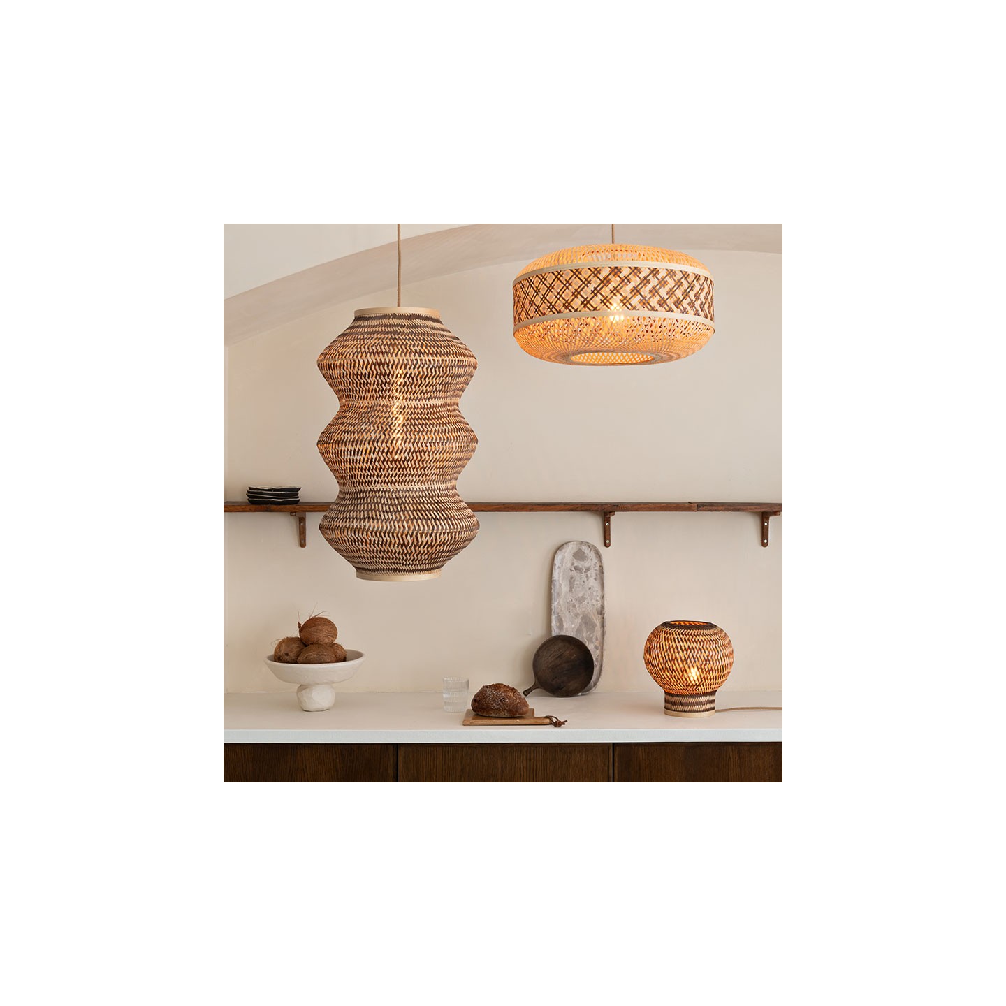Lampe bambou à poser BARBADOS naturel et brun