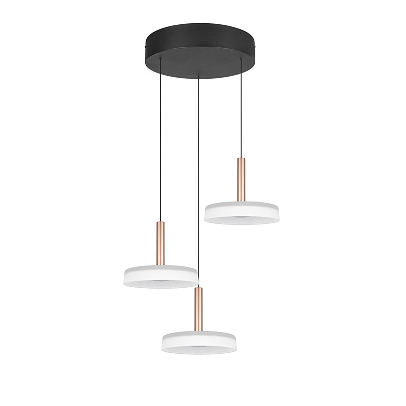 Suspension luminaire 3 lampes CELESTE verres blanc