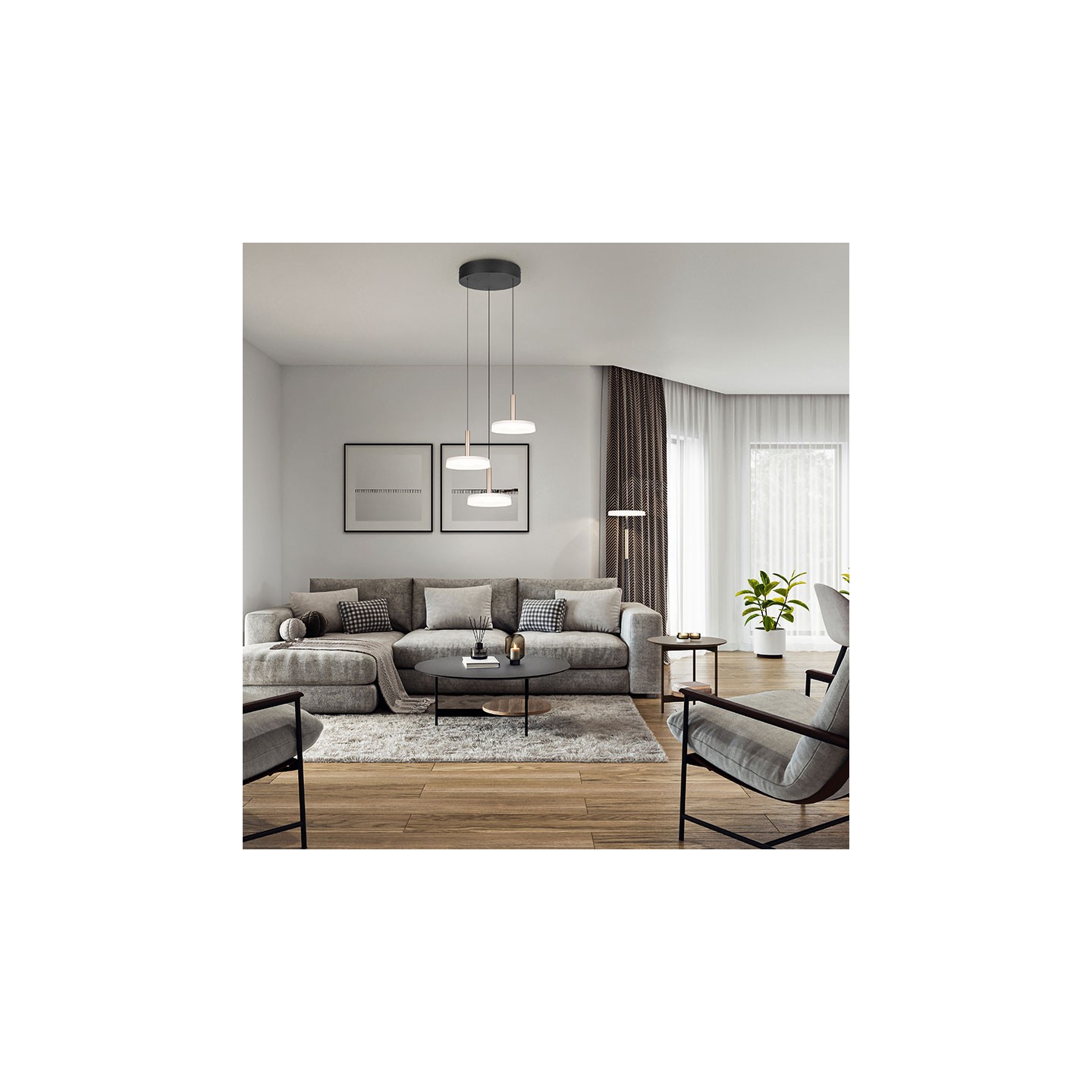 Suspension luminaire 3 lampes CELESTE verres blanc