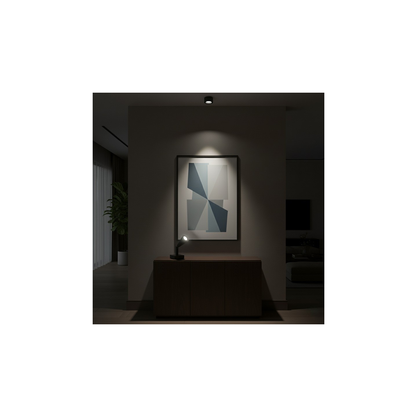 Spot pour tableau W6620 LED 2 700°k,  noir mat, laiton satiné, aluminium brossé