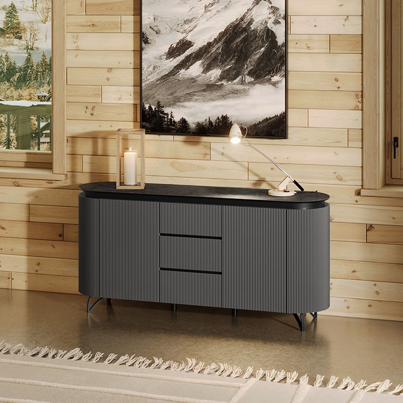 Buffet meuble COLUMBUS, 7 finitions de plateaux en céramique