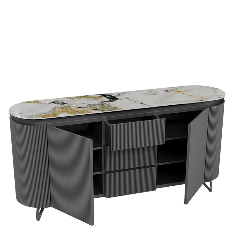 Buffet meuble COLUMBUS, 7 finitions de plateaux en céramique