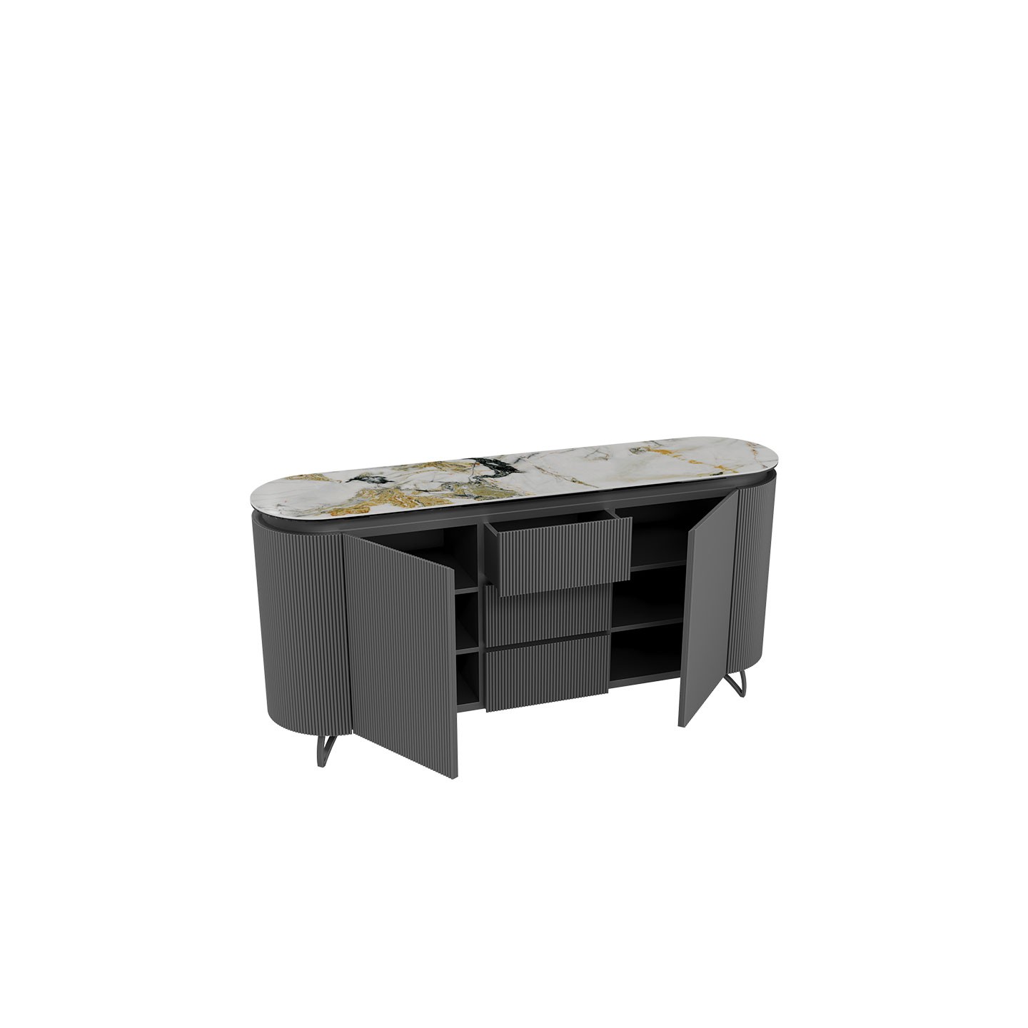 Buffet meuble COLUMBUS, 7 finitions de plateaux en céramique
