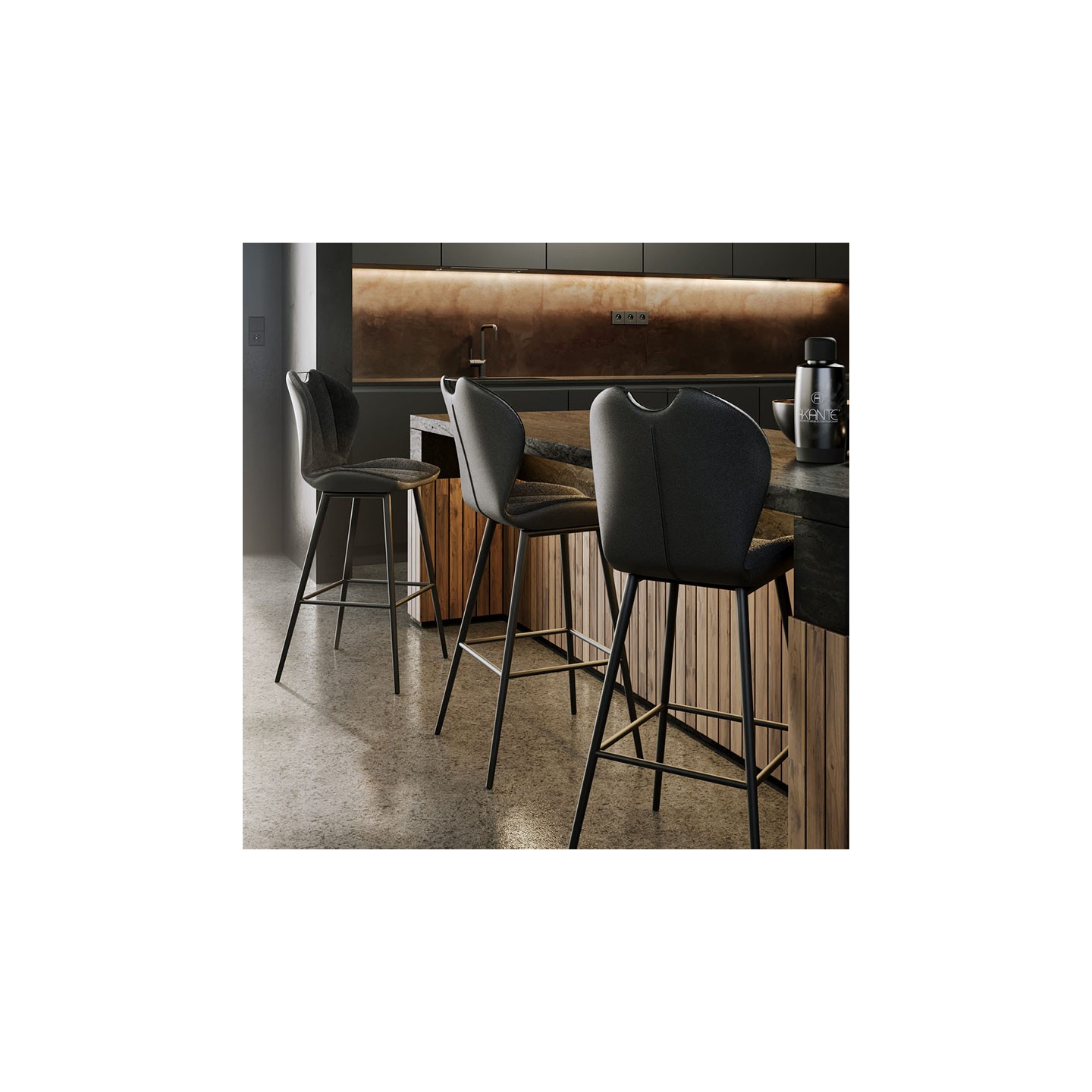 Tabouret de bar tournant NEW JERSEY assise 65 cm, 7 coloris