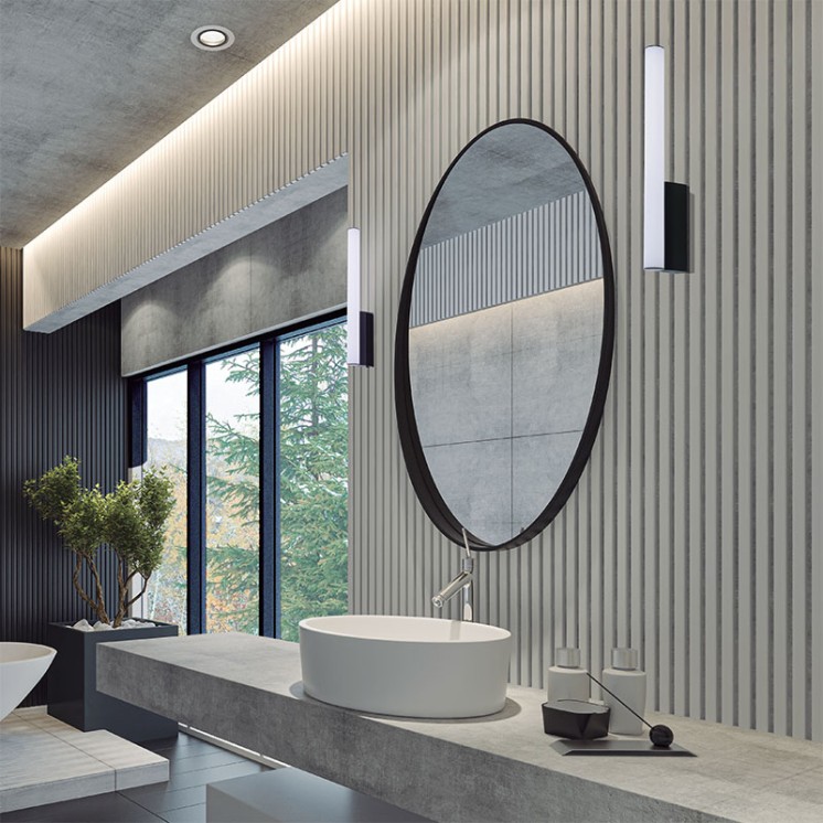 Applique salle de bain design ANTIGA, noir ou or