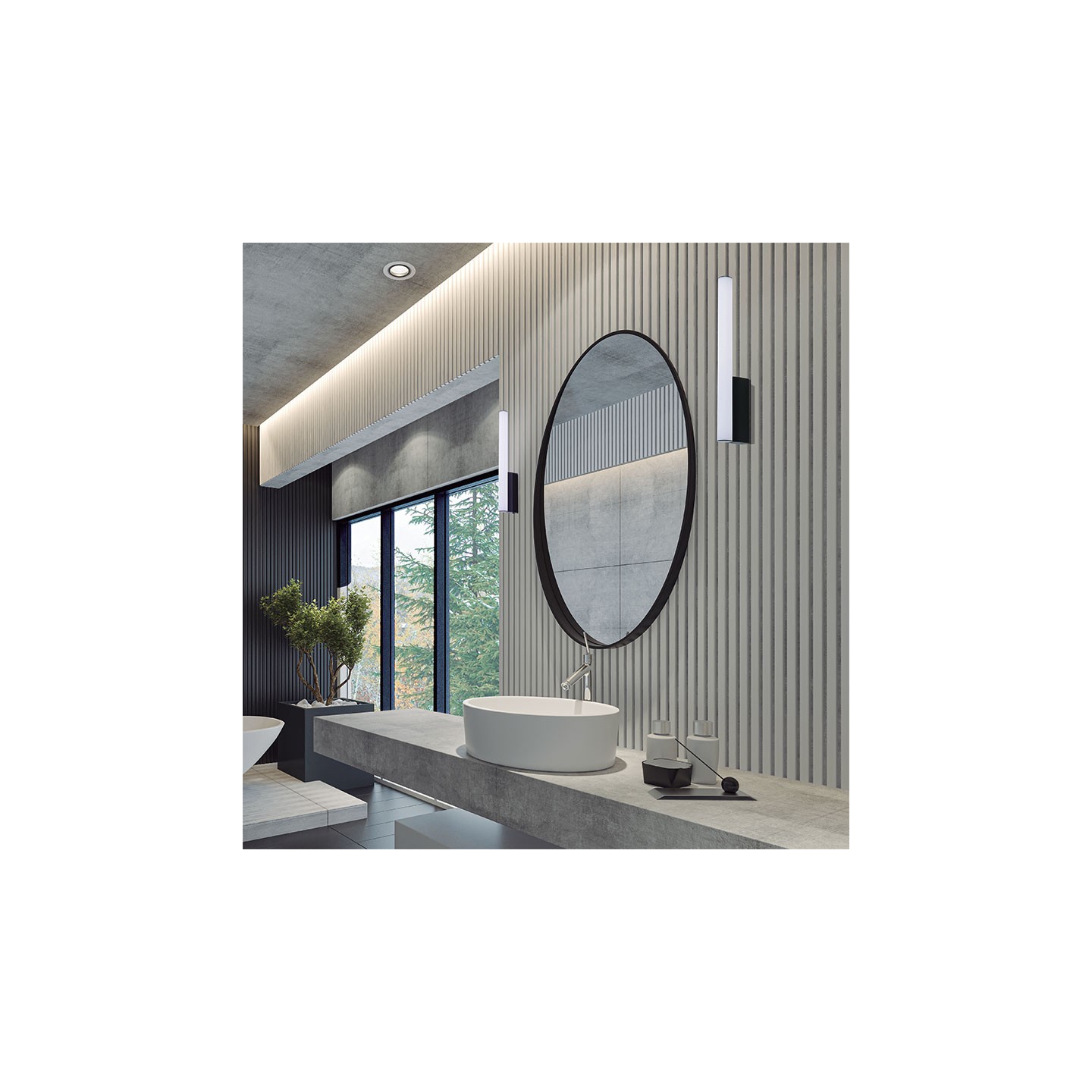 Applique salle de bain design ANTIGA, noir ou or