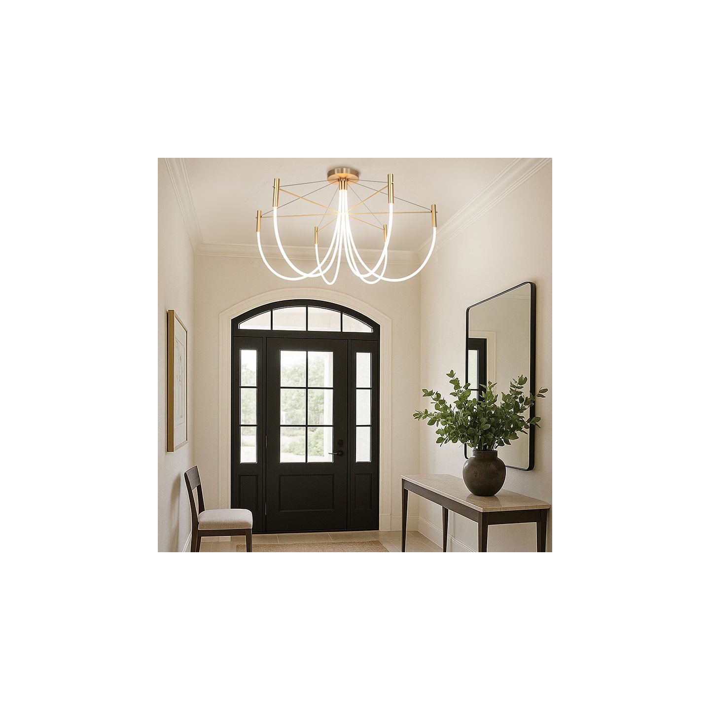 Luminaire plafonnier salon design PARADOXE 6 lumières, satiné bruni ou graphite Cvl Manufacture