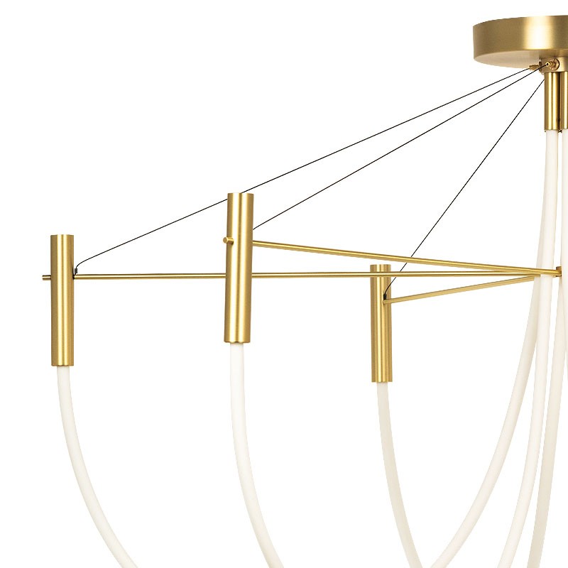 Luminaire plafonnier salon design PARADOXE 6 lumières, satiné bruni ou graphite Cvl Manufacture