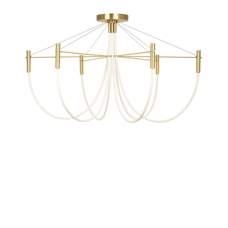 Luminaire plafonnier salon design PARADOXE 6 lumières, satiné bruni ou graphite Cvl Manufacture