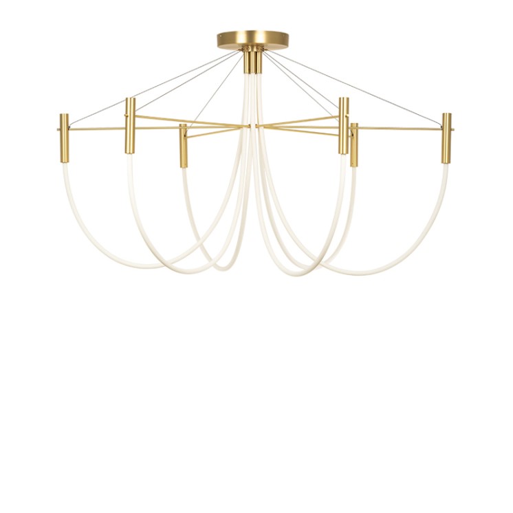 Luminaire plafonnier salon design PARADOXE 6 lumières, satiné bruni ou graphite Cvl Manufacture