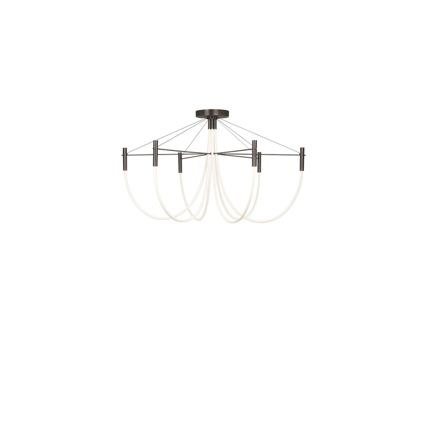 Luminaire plafonnier salon design PARADOXE 6 lumières, satiné bruni ou graphite Cvl Manufacture