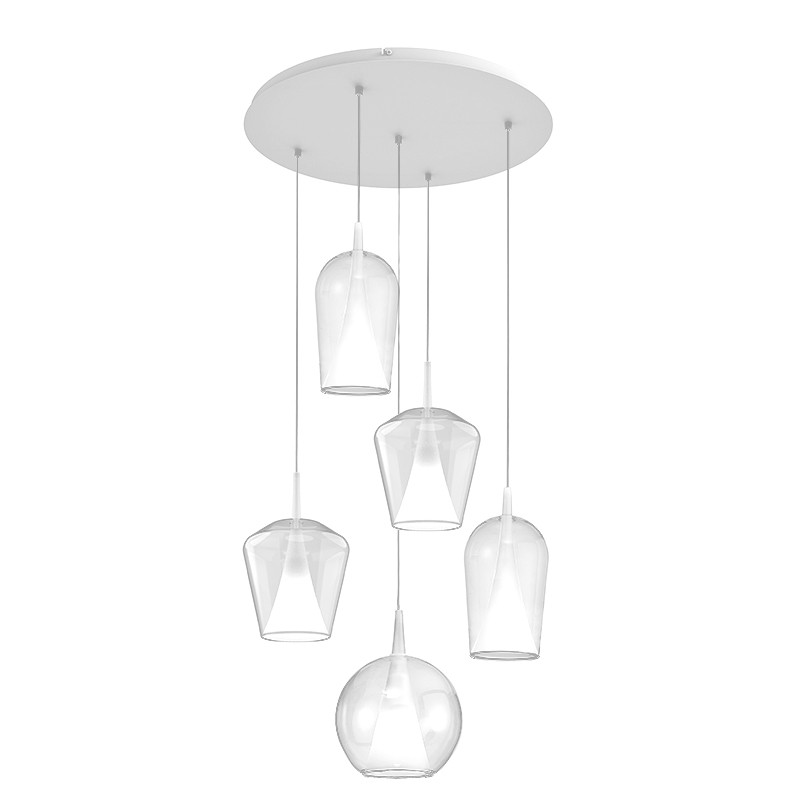 Suspension en cascade ELSA BLANCHE 5 lumières