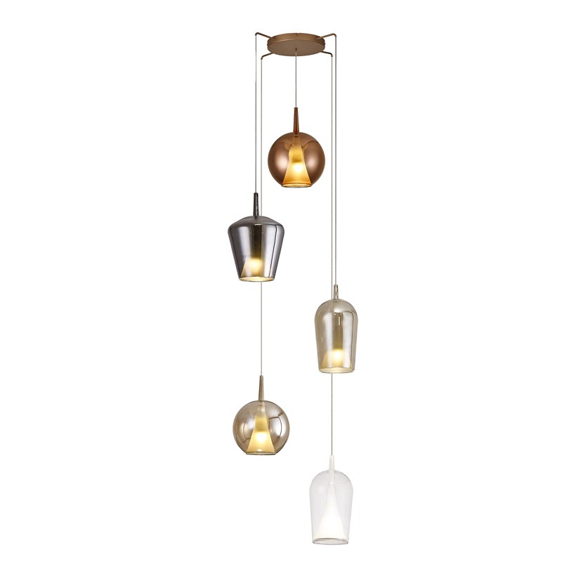 Suspension en cascade ELSA multicolore 5 lumières