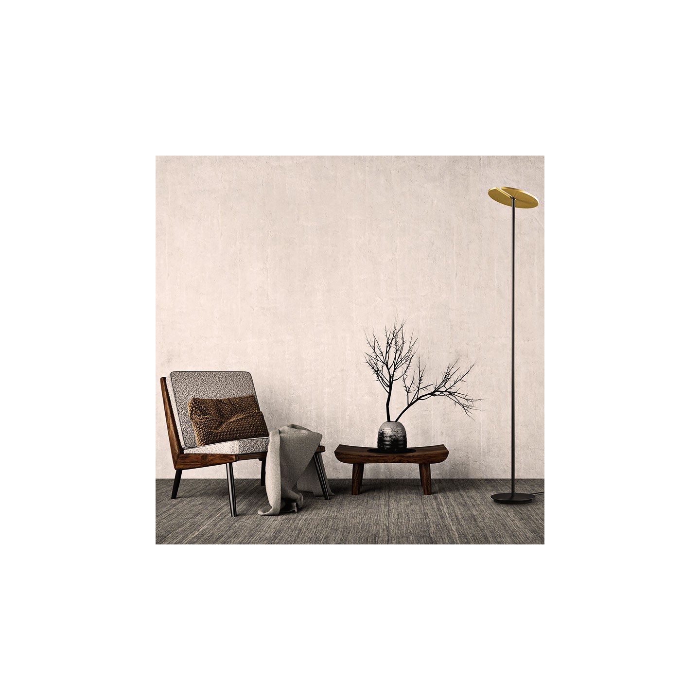 Lampadaire design de salon NAXOS, 5 finitions Holtkotter