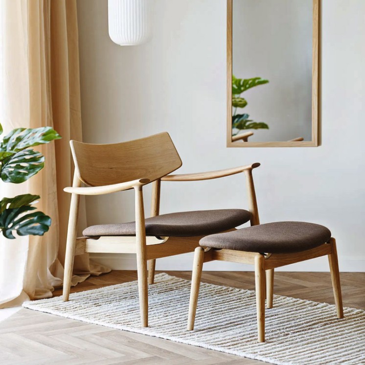 Fauteuil chêne OLVERA avec assise en tissu