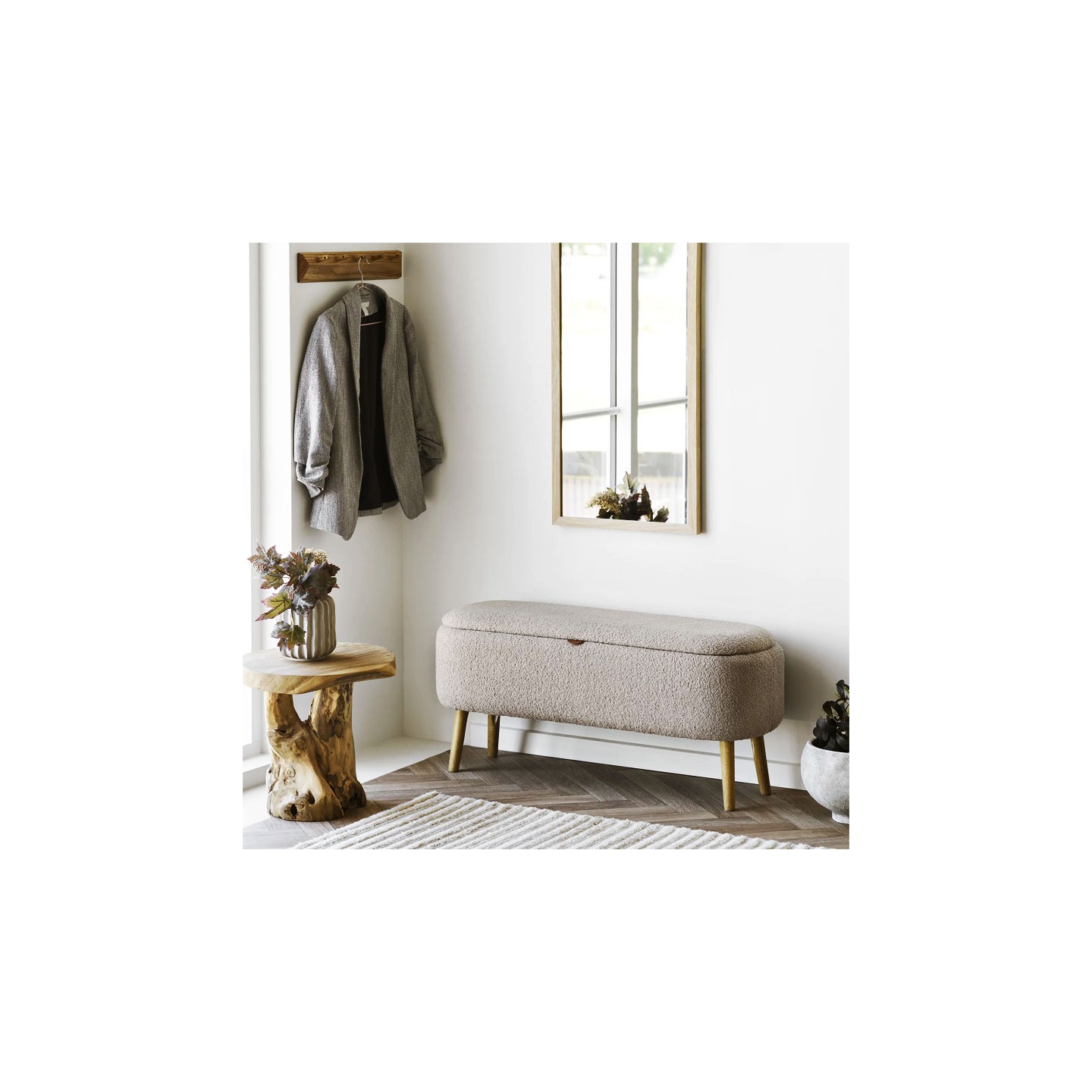 Meuble banc rangement HARLOW beige