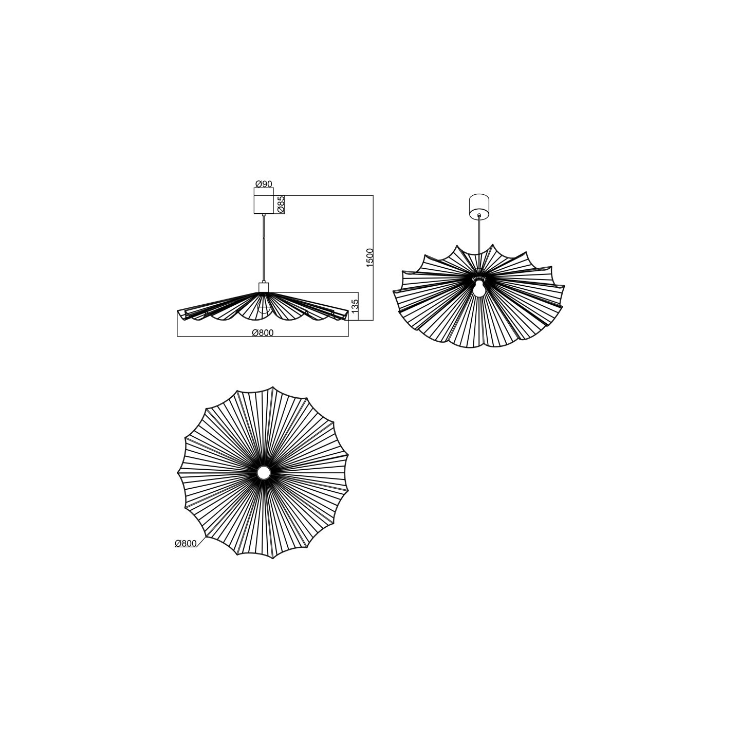 Suspension en métal filaire MARGARITA, 3 déclinaisons