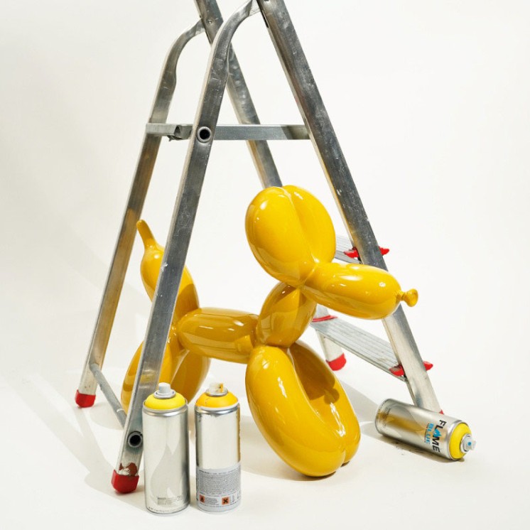 Statue chien ballon jaune JEFF