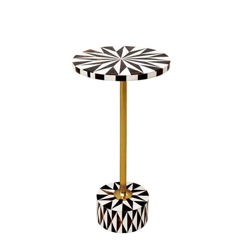 Table d'appoint bois foncé DOMERO STAR brun et blanc