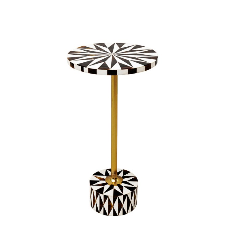 Table d'appoint bois foncé DOMERO STAR brun et blanc