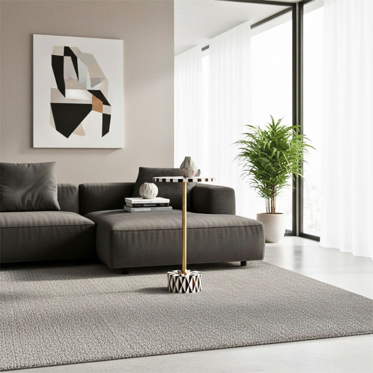 Table d'appoint bois foncé DOMERO STAR brun et blanc