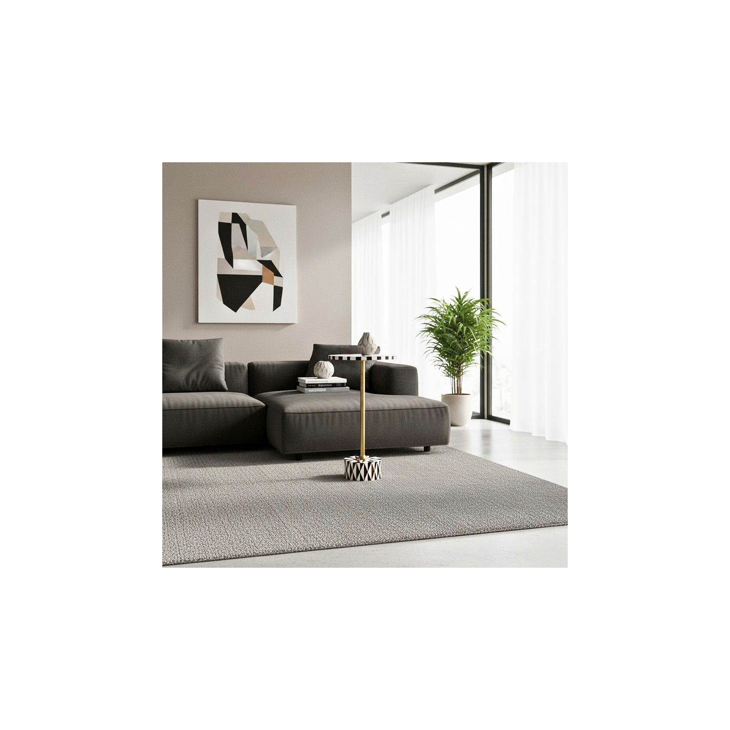 Table d'appoint bois foncé DOMERO STAR brun et blanc