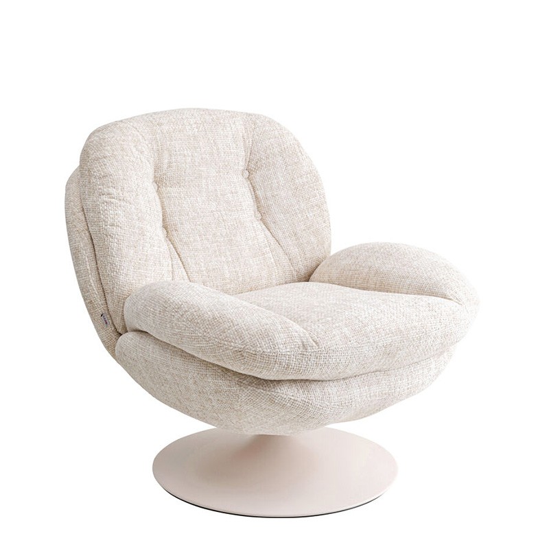 Fauteuil pivotant tissu COSY, beige ou rose poudré