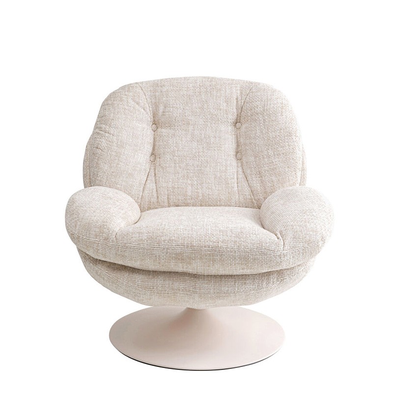 Fauteuil pivotant tissu COSY, beige ou rose poudré