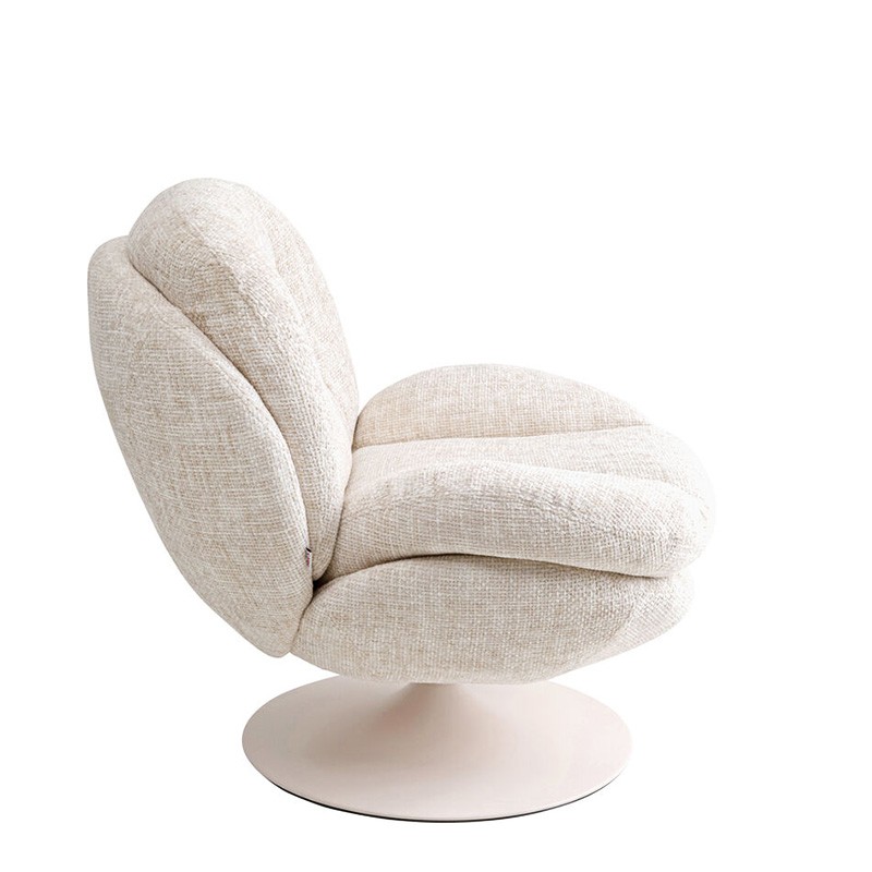 Fauteuil pivotant tissu COSY, beige ou rose poudré