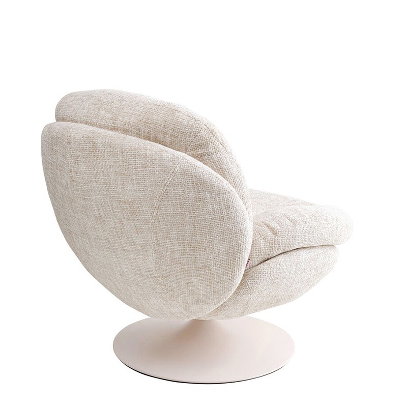 Fauteuil pivotant tissu COSY, beige ou rose poudré