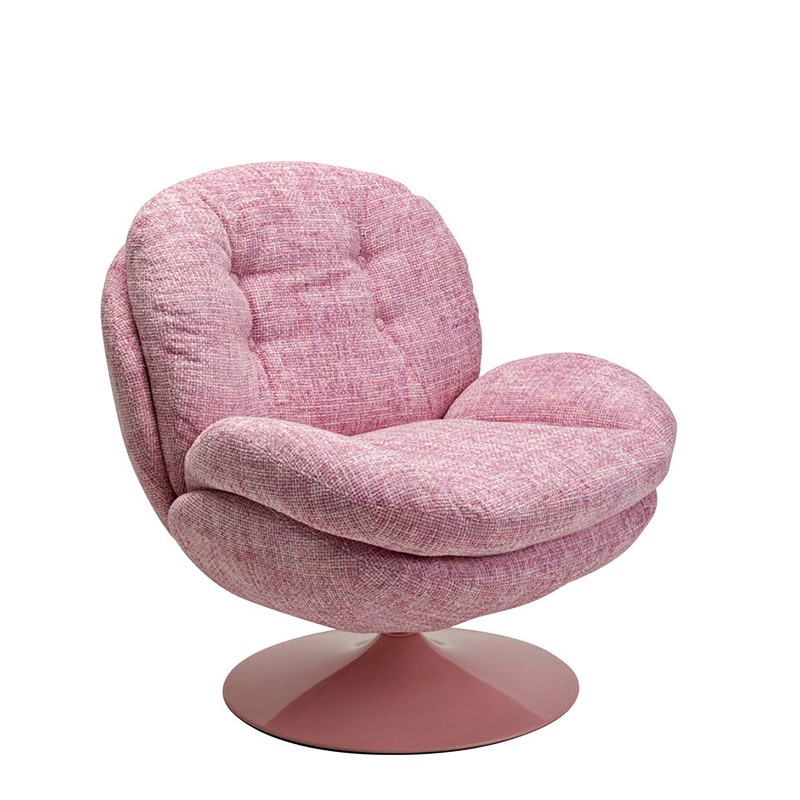 Fauteuil pivotant tissu COSY, beige ou rose poudré