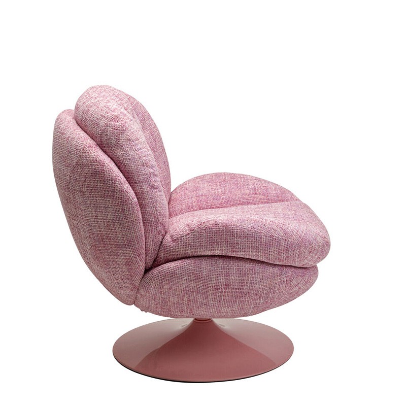 Fauteuil pivotant tissu COSY, beige ou rose poudré