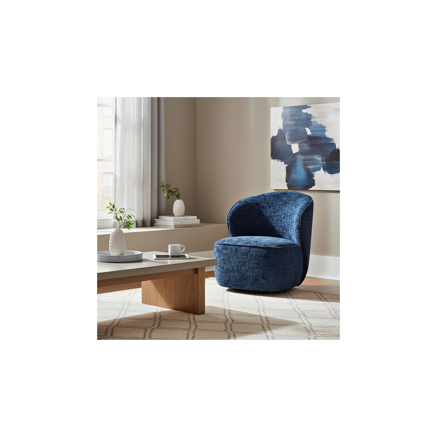 Fauteuil tissu pivotant ELLIE, 3 coloris