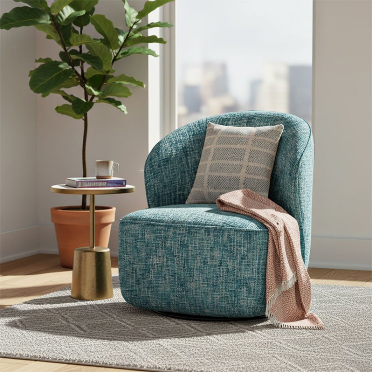 Fauteuil tissu pivotant ELLIE, 3 coloris