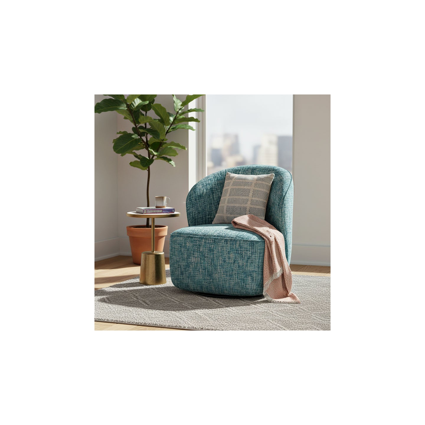 Fauteuil tissu pivotant ELLIE, 3 coloris