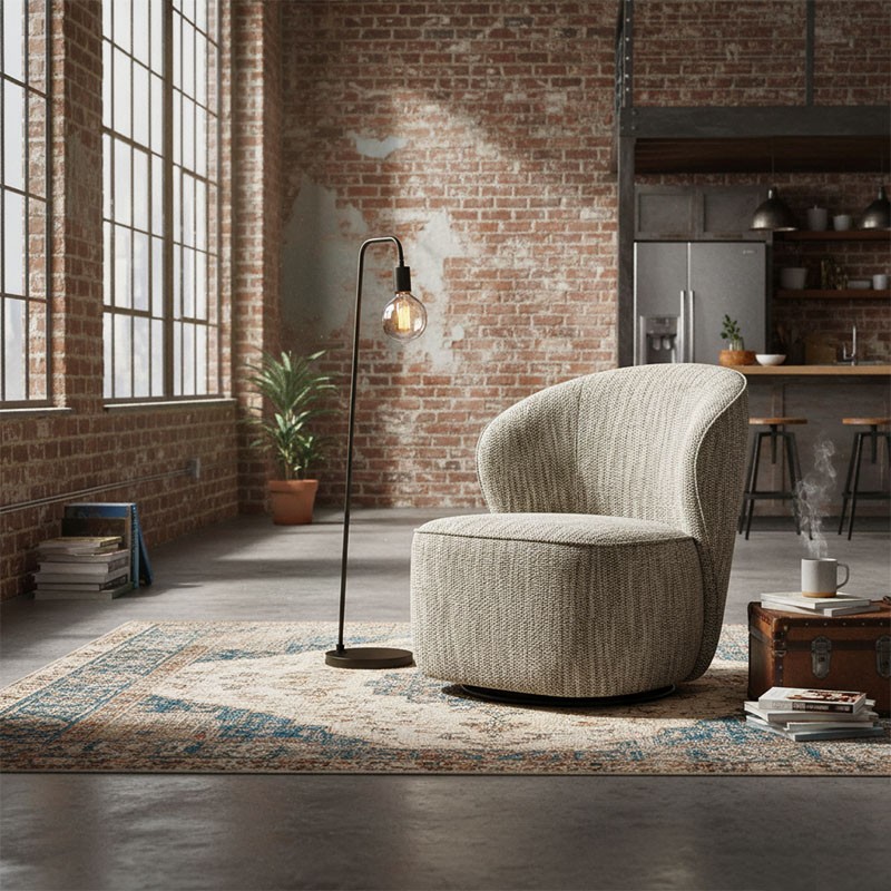 Fauteuil tissu pivotant ELLIE, 3 coloris