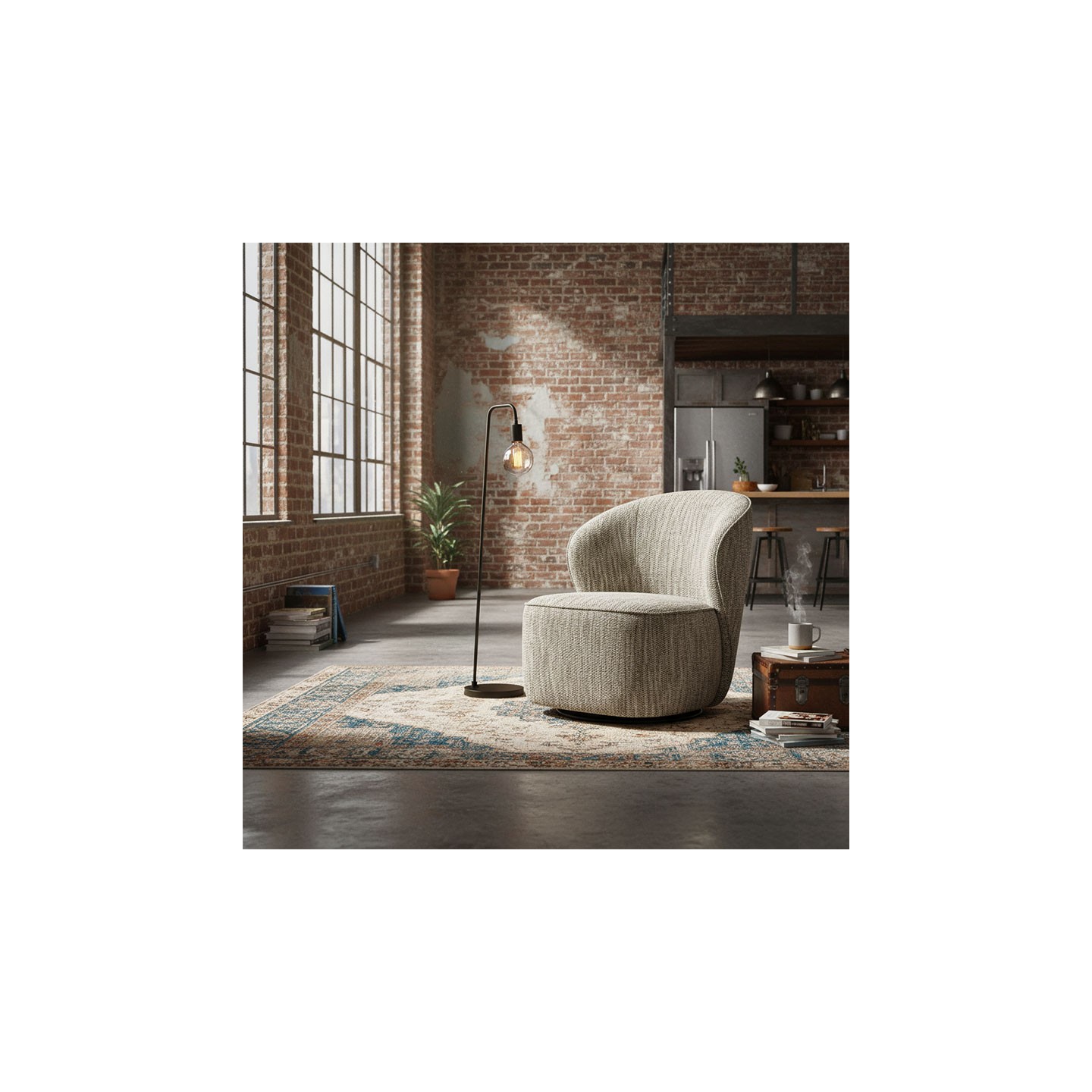 Fauteuil tissu pivotant ELLIE, 3 coloris