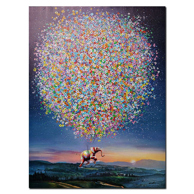 Toile éléphant FLYING ELEPHANT AT NIGHT